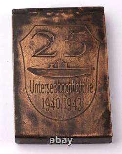 1940 / 1943 German Kriegsmarine 25. Unterseebootflottille Brass Cigarette Case