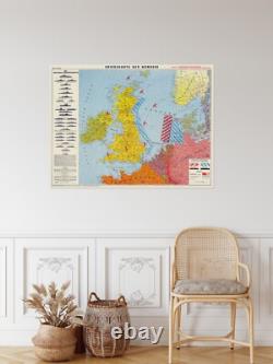1940 Nazi German Kriegsmarine Map of Europe WWII Naval Routes & Sea Operations