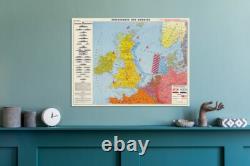 1940 Nazi German Kriegsmarine Map of Europe WWII Naval Routes & Sea Operations