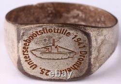 1941 Drontheim 25th Submarine Flotilla U-boat WW2 German ring U-Boot Kriegsmarin