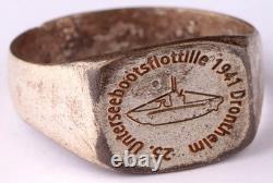 1941 Drontheim 25th Submarine Flotilla U-boat WW2 German ring U-Boot Kriegsmarin