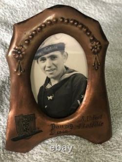 1942 DANZIG GERMAN KRIEGSMARINE 8th U-BOAT FLOTILLA BRASS FRAME/ SAILOR PHOTO