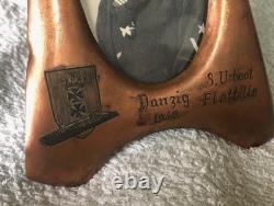 1942 DANZIG GERMAN KRIEGSMARINE 8th U-BOAT FLOTILLA BRASS FRAME/ SAILOR PHOTO