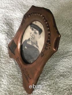 1942 DANZIG GERMAN KRIEGSMARINE 8th U-BOAT FLOTILLA BRASS FRAME/ SAILOR PHOTO