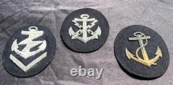 3pcs-WWII German Kriegsmarine Shoulder Rank Rate Insignia In Metal
