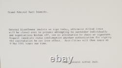 Admiral Karl Donitz German U-boat Commander WW2 Signed End of War Letter Display