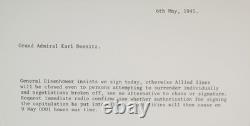 Admiral Karl Donitz German U-boat Commander WW2 Signed End of War Letter Display