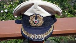 Clean Wwii German Navy Officer's Visor Cap Ww2 Kriegsmarine Summer Hat