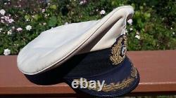 Clean Wwii German Navy Officer's Visor Cap Ww2 Kriegsmarine Summer Hat