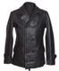DR Black Men's Kriegsmarine Germany Military WW2 Cowhide Leather Jacket Pea Coat