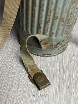 GERMAN LATE WW2 1944 KRIEGSMARINE CAMO GAS MASK CANISTER With RIVETED STRAPS RARE