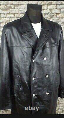 GERMAN Leather Jacket 2XL Kriegsmarine Military Police WW2 Style Coat
