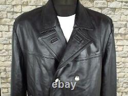 GERMAN Leather Jacket 3XL Vintage Kriegsmarine Military Police WW2 Style Coat