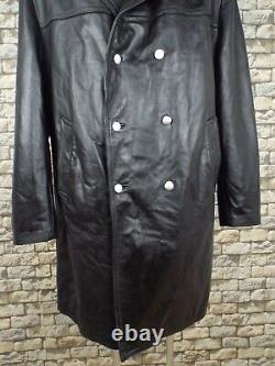 GERMAN Leather Jacket 3XL Vintage Kriegsmarine Military Police WW2 Style Coat