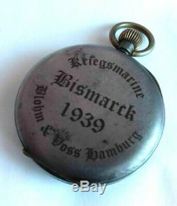 GERMAN WW 2 Kriegsmarine BISMARCK 1939 B. &. V. Hamburg Pocket watch