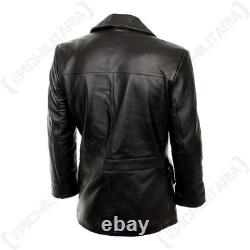 German Black Leather U-Boat Deck Jacket WW2 Repro Kriegsmarine Coat All Sizes