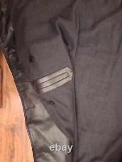 German Black Leather U-Boat Deck Jacket WW2 Repro Kriegsmarine Coat Medium