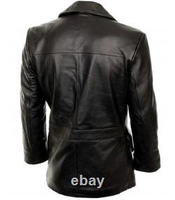 German Black U Boat Deck WW2 Kriegsmarine Coat Men's Leather Jacket