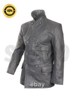 German Grey Leather U-Boat Jacket WW2 Kriegsmarine Repro Coat All Sizes New