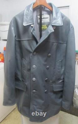 German Grey Steerhide Leather U-Boat Jacket WW2 Kriegsmarine 4xl Repro
