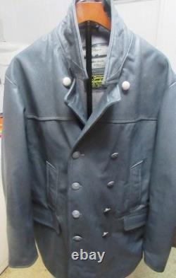 German Grey Steerhide Leather U-Boat Jacket WW2 Kriegsmarine 4xl Repro