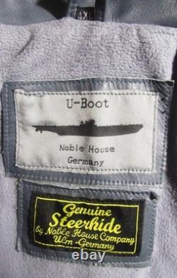 German Grey Steerhide Leather U-Boat Jacket WW2 Kriegsmarine 4xl Repro