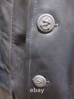 German Grey Steerhide Leather U-Boat Jacket WW2 Kriegsmarine 4xl Repro