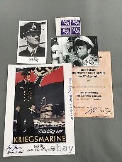 German KC Erich Topp WW2 1957 Kriegsmarine Awards, prints, and photos grouping