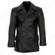 German Naval Forces WW2 Black Leather U-Boat Cow Hide Coat Jacket