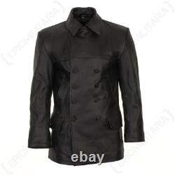 German Naval Forces WW2 Black Leather U-Boat Cow Hide Coat Jacket