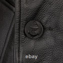 German Naval Forces WW2 Black Leather U-Boat Cow Hide Coat Jacket