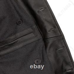 German Naval Forces WW2 Black Leather U-Boat Cow Hide Coat Jacket
