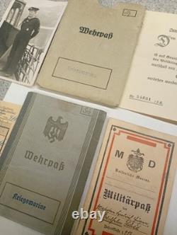 German Navy 1917 WW1 Militärpass And WW2 Wehrpass for Kriegsmarine WILHELM SCHAD