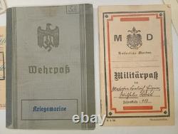 German Navy 1917 WW1 Militärpass And WW2 Wehrpass for Kriegsmarine WILHELM SCHAD
