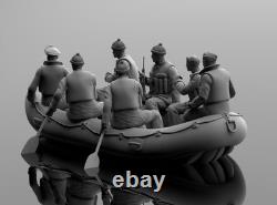 German Navy Sailors Inflatable Boat WW2 135 Resin 3D Printed