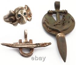 German Ring war period WW2 Kriegsmarine WWII Navy U-boat Anchor U-boor Skull