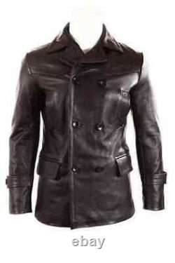 German Submariner WW2 Men's KRIEGSMARINE Genuine Cow Hide Leather Trench Coat