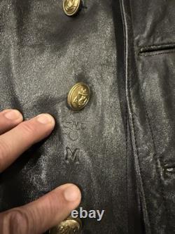 German WW2 Kriegsmarine Leather Officers Submarine Deck Jacket