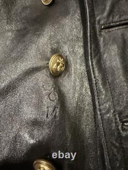 German WW2 Kriegsmarine Leather Officers Submarine Deck Jacket