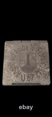 German WWII Angriff auf Aruba Trench art case Box 16. Februar 1942 Kriegsmarine