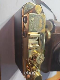 German WWII Kriegsmarine Gold plated film camera with leather case