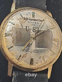 German WWII Kriegsmarine U-83 submarine Anker wrist watch mechanical gold plated
