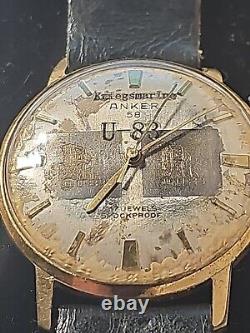 German WWII Kriegsmarine U-83 submarine Anker wrist watch mechanical gold plated