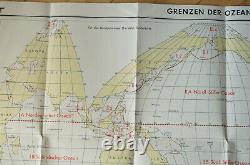 German WWII WW2 Military Map U-boat U-boot Kriegsmarine Oceans of the World RARE