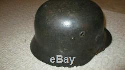 German World War 2 Kriegsmarine Helmet named and with chin strap