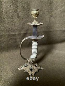 German World War II Naval Kriegsmarine Officers Lion Head Sword Candle Stick