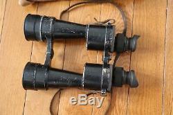 German Ww2 Huet Kriegsmarine Marine 10x50 Armored Binoculars With Canvas Case WOW