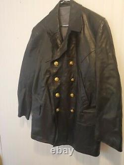 German black Leather U-Boat Jacket WW2 Kriegsmarine coat 46 quality repo
