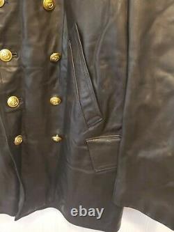 German black Leather U-Boat Jacket WW2 Kriegsmarine coat 46 quality repo