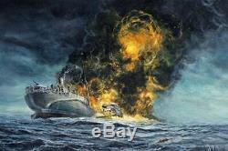 Huge Original Ww2 Wwii Kriegsmarine German Navy U-boat Submarine Art Painting